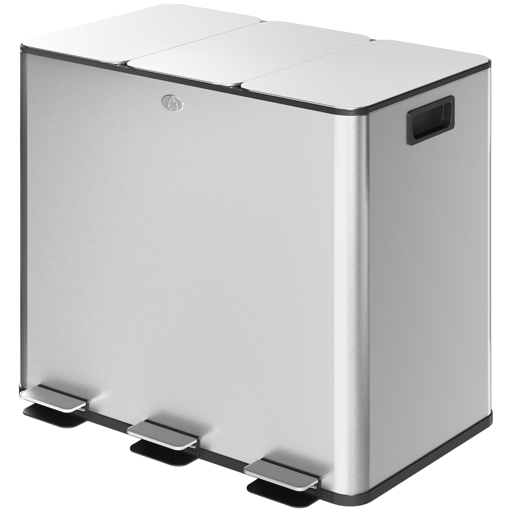 Küchenabfalleimer, Recyclingbehälter, 3 X 15-liter-fächer, Herausnehmbare Inneneimer, 61,9 X 36,6 X 43,2 Cm, Silber