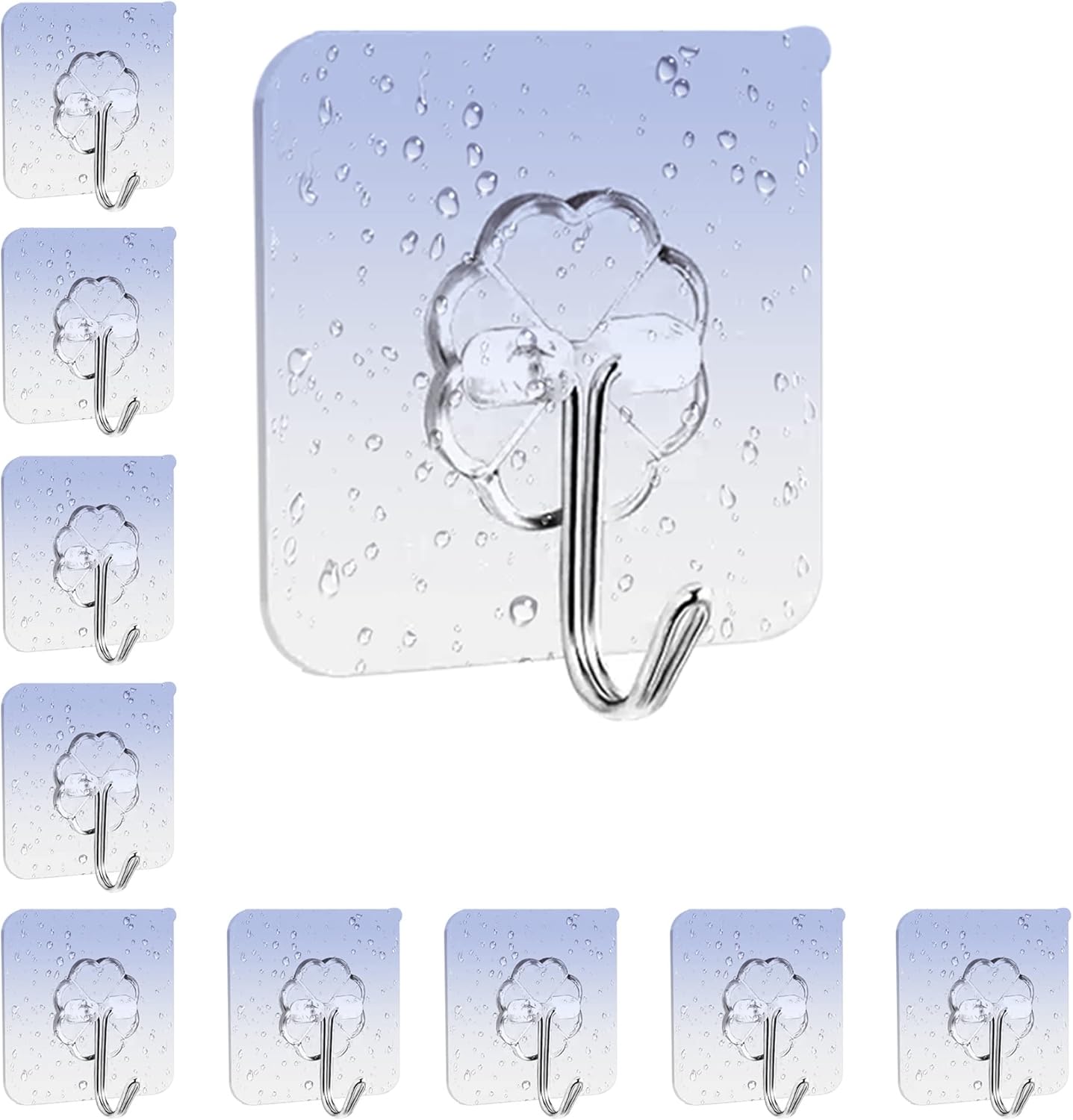 10 Stück Selbstklebende Wandhaken, Max. Belastung 10 Kg, Wasserdichte Klebehaken, Handtuchhalter Fürs Bad, Transparente Klebehaken Für Bad, Küche, Wohnzimmer