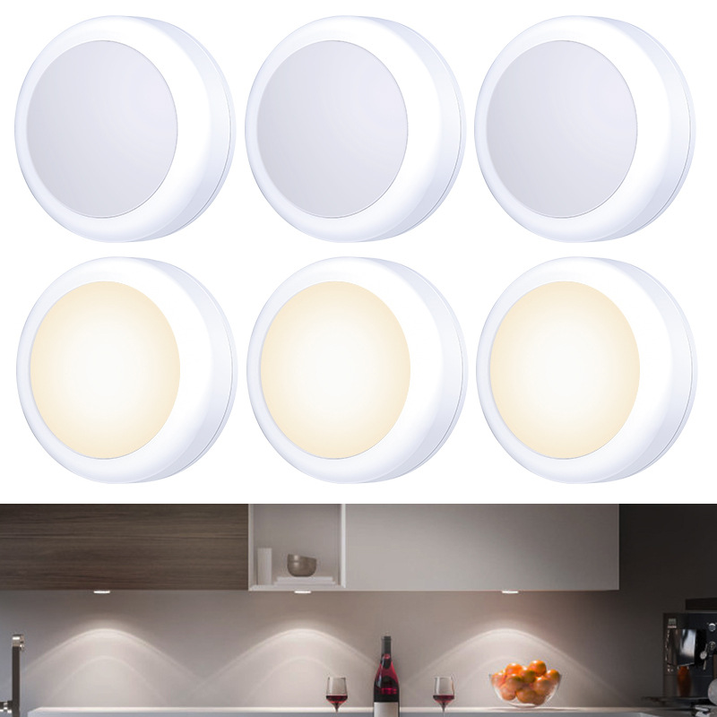 Set Mit 6 Kleinen, Berührungsempfindlichen Led-strahlern, Selbstklebend, Batteriebetrieben, Für Den Innenbereich, Z. B. Für Schränke, Kleiderschränke Und Küchenschränke, Warmweiß
