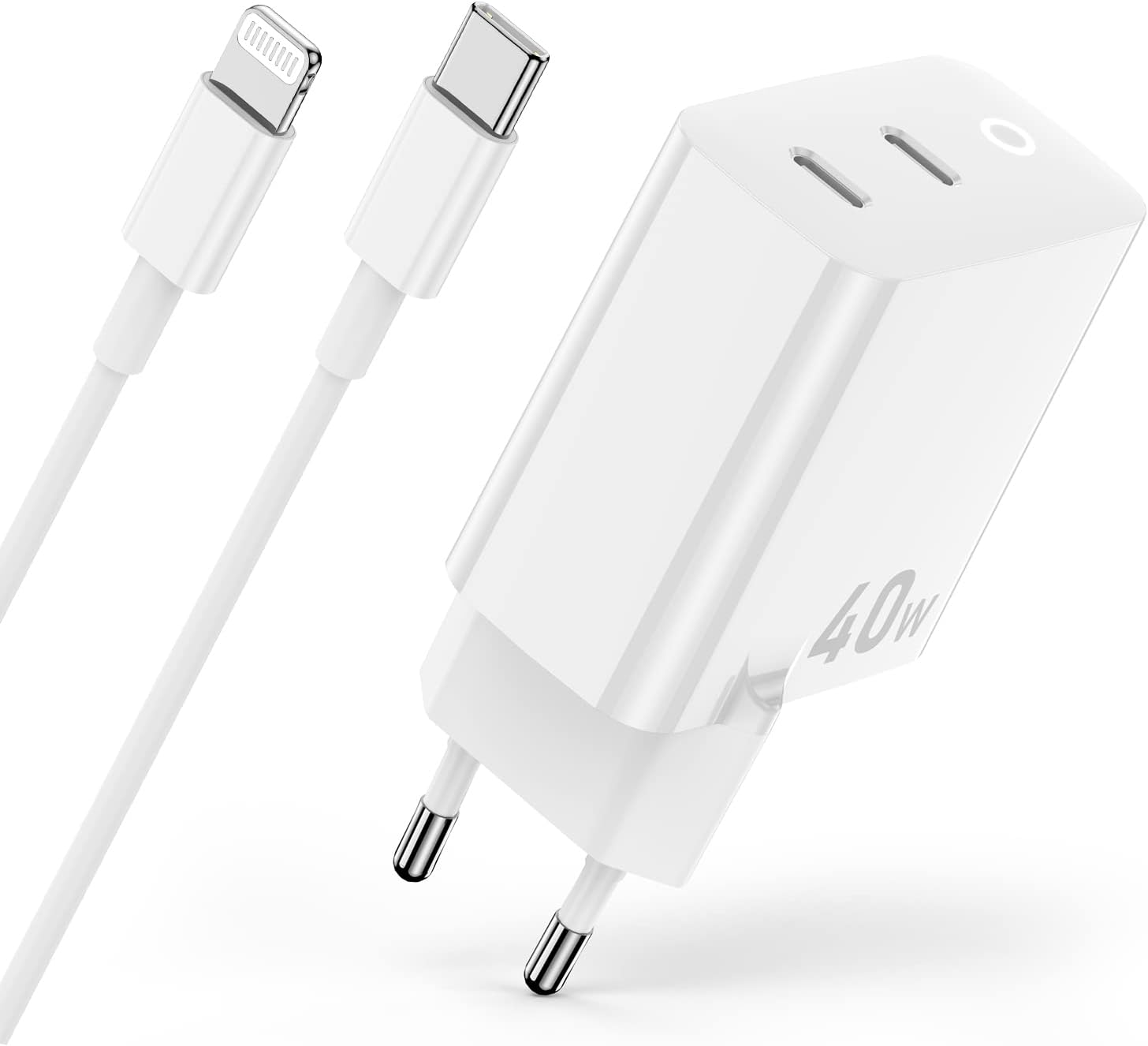 40-w-iphone-ladegerät 14 13 12 11, Apple Mfi-zertifiziertes 2-port-20-w-usb-c-netzteil Mit 2 M Lightning-kabel Für Iphone 14/13/12/11 Pro/pro Max/plus/se/ipad