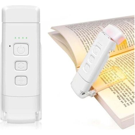 Wiederaufladbare Usb-leselampe, Klemm-bettlampe Mit 3 Farben Und 5 Helligkeitsstufen, Augenschutz, Kompakt, Geeignet Für Bücher Und Reisen [energieklasse A]