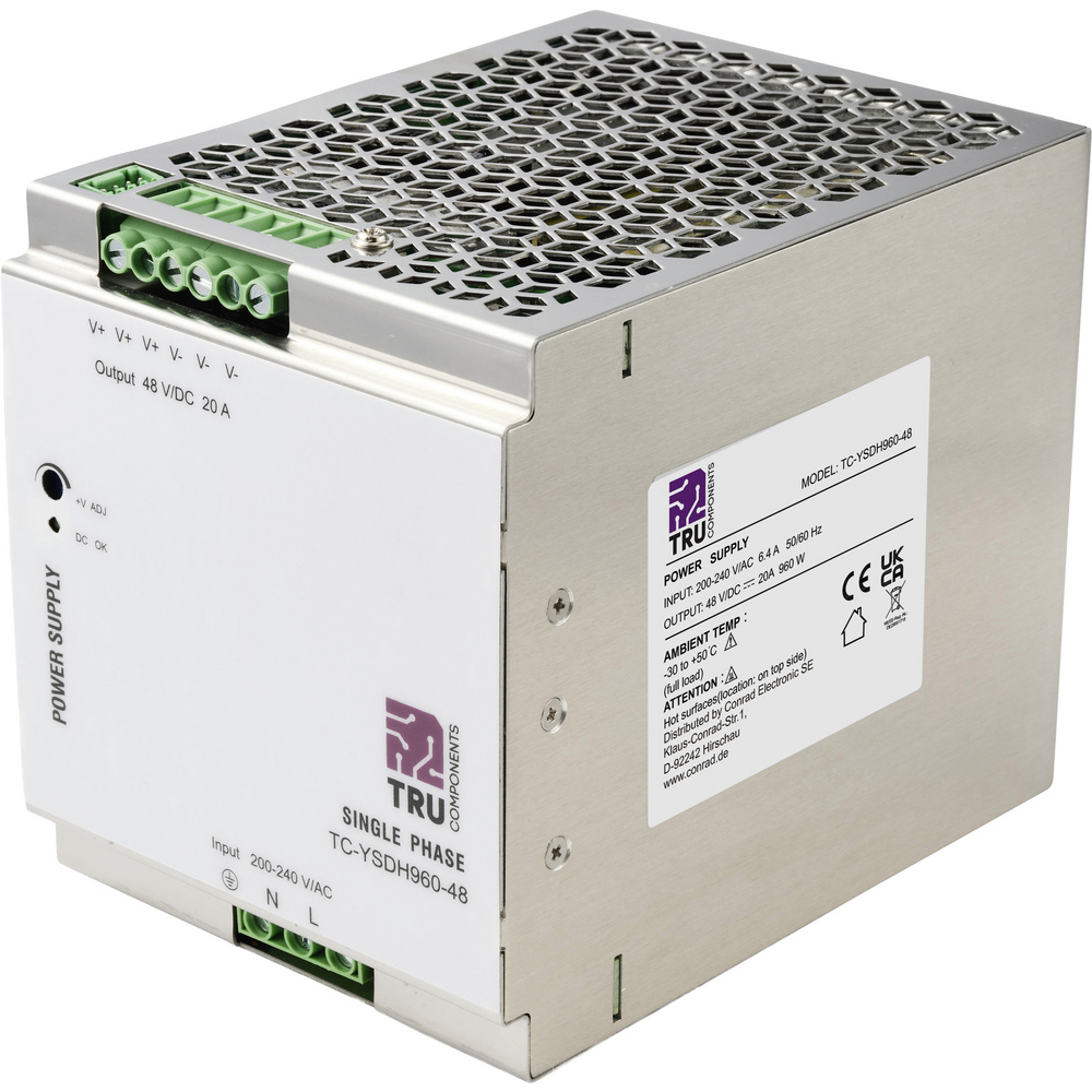 Tru Components Tc-13850172 Hutschienen-netzteil (din-rail) 48 V/dc 20 A 960 W Anzahl Ausgänge:1 X