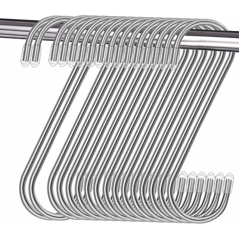 Tigrezy Set Mit 16 Edelstahl-s-haken, S-förmige Metallhaken, Multifunktionale Haken Für Küche, Bad, Schlafzimmer Und Büro (silber)