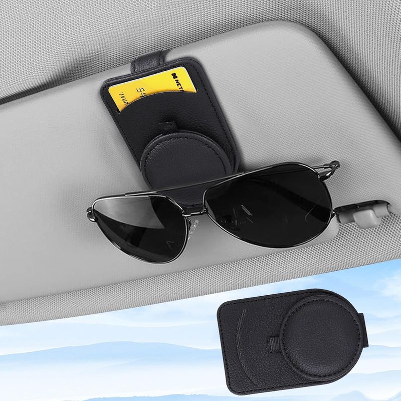Autobrillenclip, Multifunktionale Magnetische Aufbewahrungsbox Aus Leder Fürs Auto, Sonnenbrillenrahmenclip, Zubehörclip Für Die Sonnenblende Im Auto