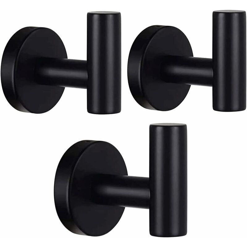 Set Mit 3 Handtuchhaken, Mattschwarzen Kleiderhaken, Aus Edelstahl Sus 304