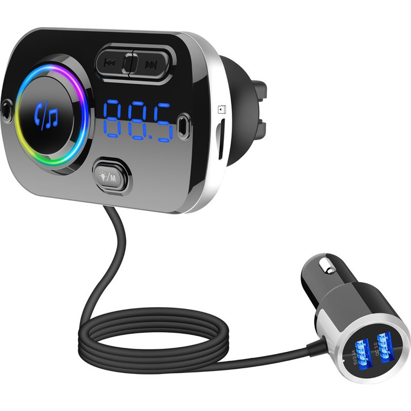 Bluetooth 5.0 Fm-transmitter, Freisprecheinrichtung Fürs Auto Mit Schnellladefunktion Und Qc 3.0 Autoradioadapter