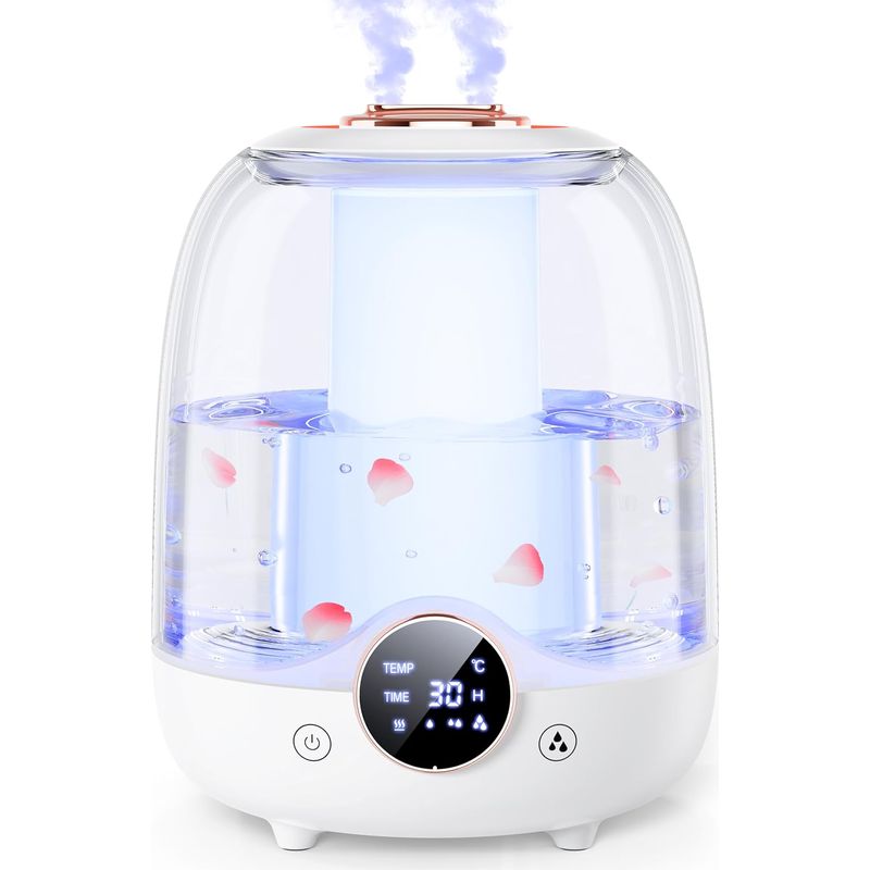 Raumluftbefeuchter, 3-liter-tank, Zwei Düsen, Led-beleuchtung, Intelligenter Timer (2/4/8 Stunden), Automatische Abschaltung, Ideal Für Babyzimmer Und Große Räume (weiß)