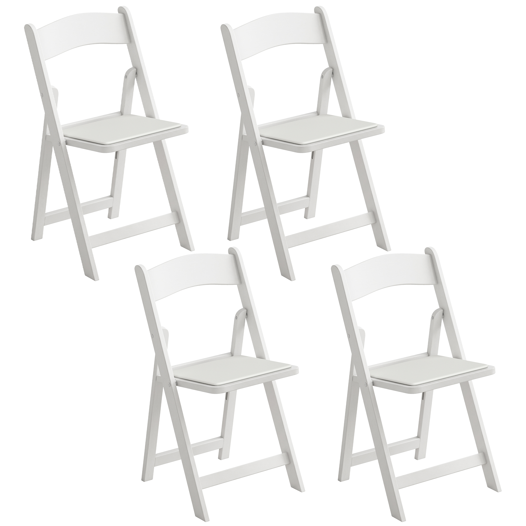 Set Mit 4 Klappstühlen Aus Kunstharz Und Pu, Tragbare Klappstühle Für Den Innen- Und Außenbereich, 45 X 44 X 78 Cm, Weiß