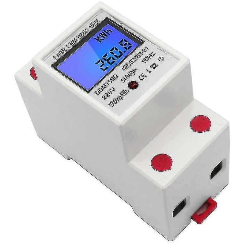 Digitaler Einphasiger Stromzähler 220 V, 5(80) A, Hutschiene-montage, Ce-zertifiziert, Für Private Und Gewerbliche Installationen