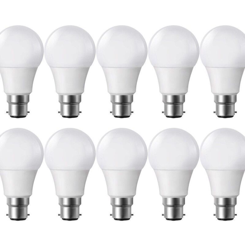 10er-pack Led-lampen B22, 806 Lm, 60-w-äquivalent, Warmweiß (2700 K), Energiesparend, Dimmbar, Quecksilberfrei, Energieeffizienzklasse A++