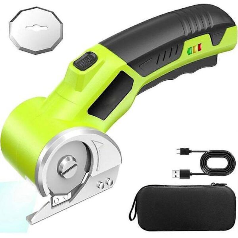 Akku-elektroschere Mit 360°-drehfunktion, Integrierter Led-schneidleuchte Für Dickes Karton – Edelstahlklinge, Matte Schneidplatte Inklusive