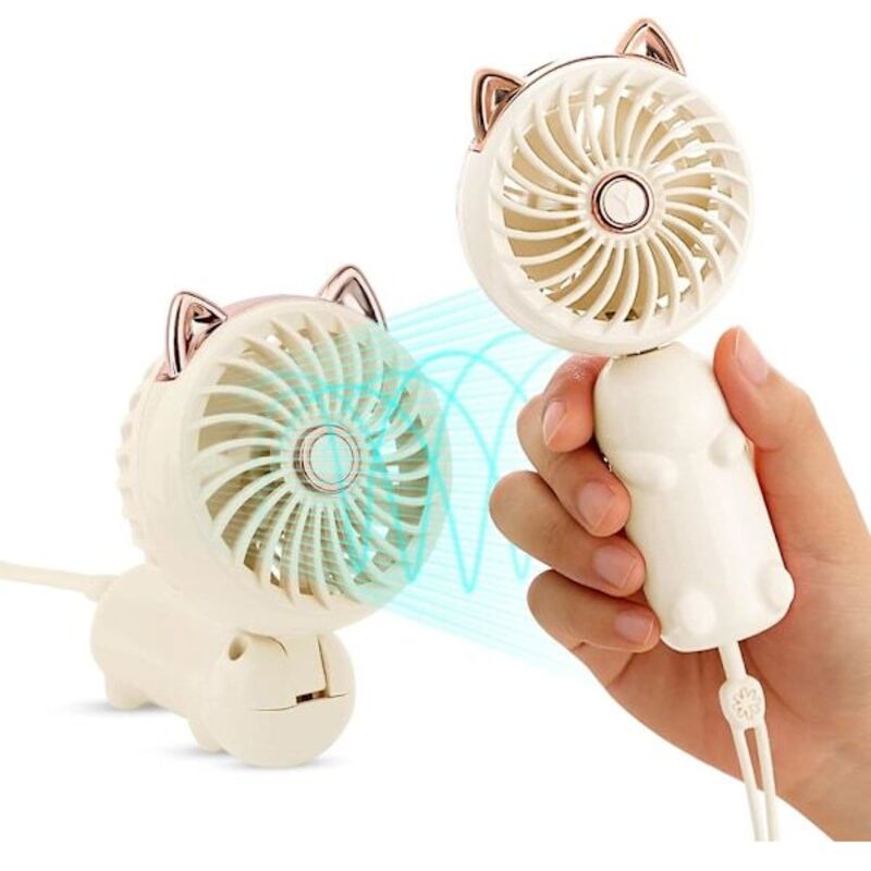 Tragbarer Usb-aufladefan Mit Kabel – Leiser Mini-taschenfan Mit 3 Geschwindigkeitsstufen, Ideal Für Büro, Reisen Und Persönliche Nutzung