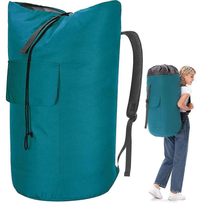 Ultra-robuster Und Extragroßer Wäschetasche Mit 115 L Fassungsvermögen – Rucksack-wäschetasche Mit Verstärkten Tragegurten In Armeegrün, Ideal Für Studierende Und Reisen, Befüllbar Von Oben.