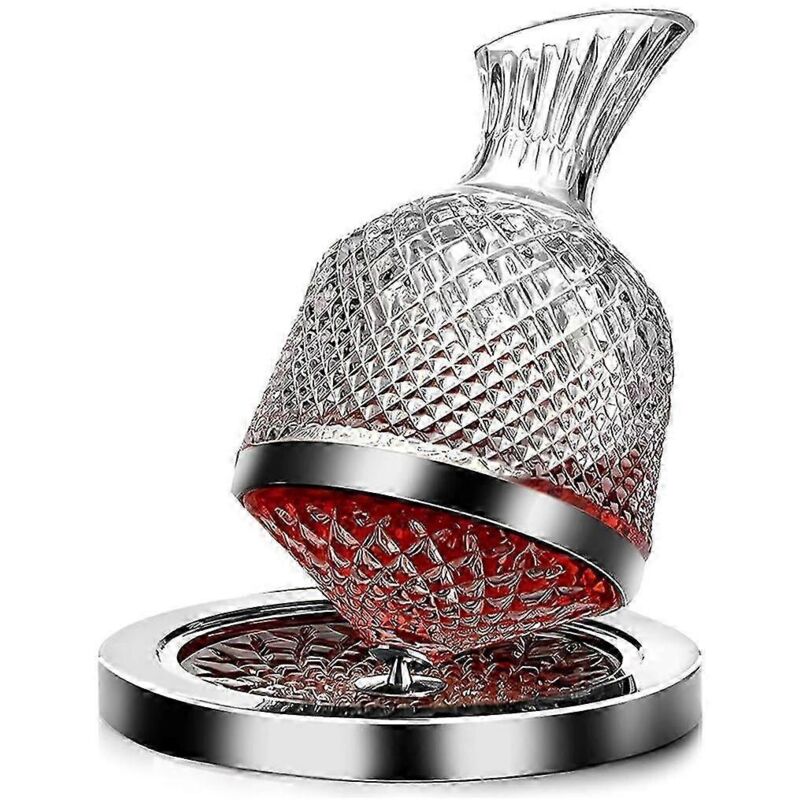 Kristallwein-karaffe Ohne Blei, Fassungsvermögen 1500 Ml (50 Oz), 360° Drehbar, Ideal Zum Verkosten Und Aeration Von Rotwein