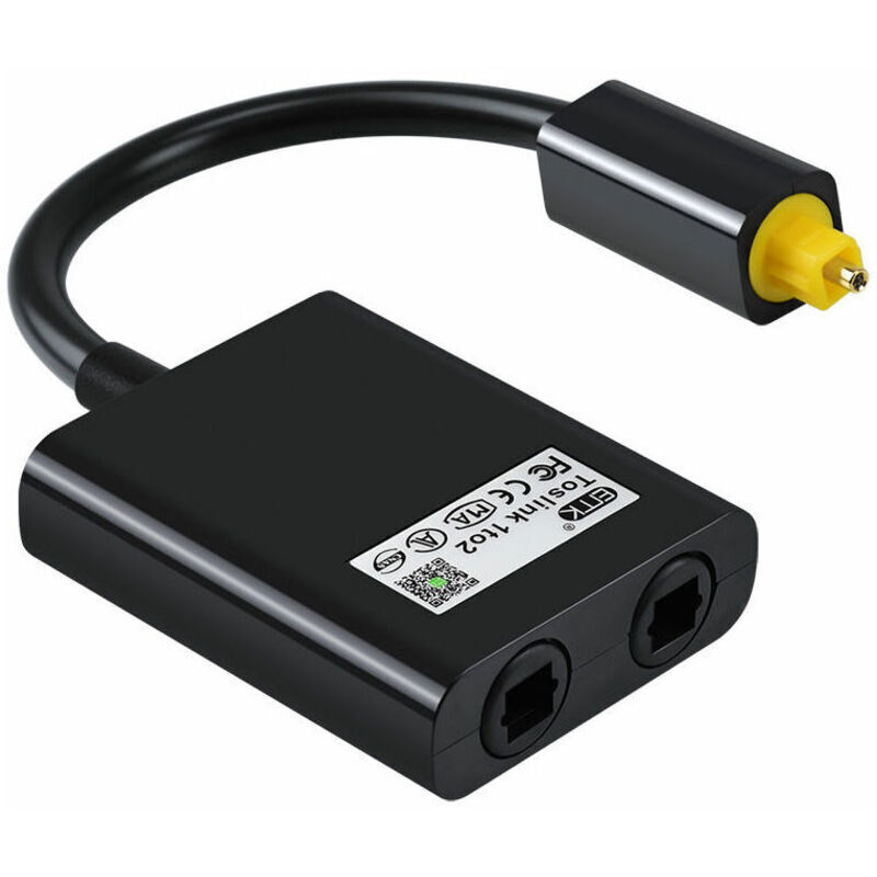 Optischer Digital-splitter 1:2 Für Audio – Optischer Audio-adapter, Kompatibel Mit Fernseher, Verstärker, Soundbar Und Blu-ray-player – Schwarz