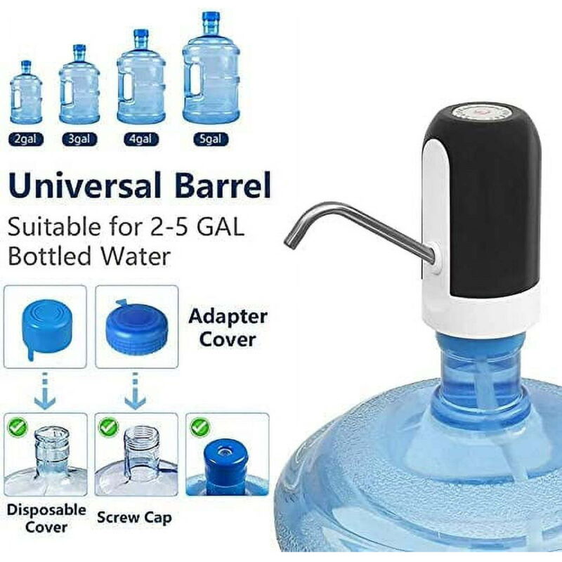 Automatischer, Wiederaufladbarer Elektrischer Wasserspender Für Flaschen – Tragbarer Usb-trinkwasserspender, Ideal Für Camping, Büro Und Reisen (schwarz)