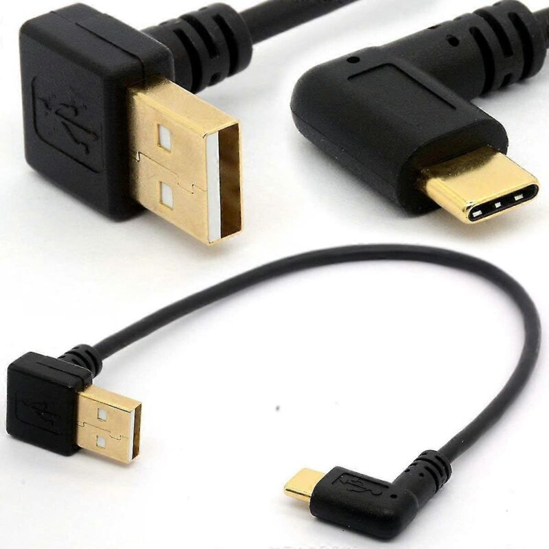 Usb 2.0 Typ-c-kabel Mit Rechtwinkligem Stecker (90°) – Synchronisations- Und Datentransferkabel Mit Verstärktem, Goldbeschichtetem Stecker, Kompatibel Mit Smartphones, Tablets Und Laptops