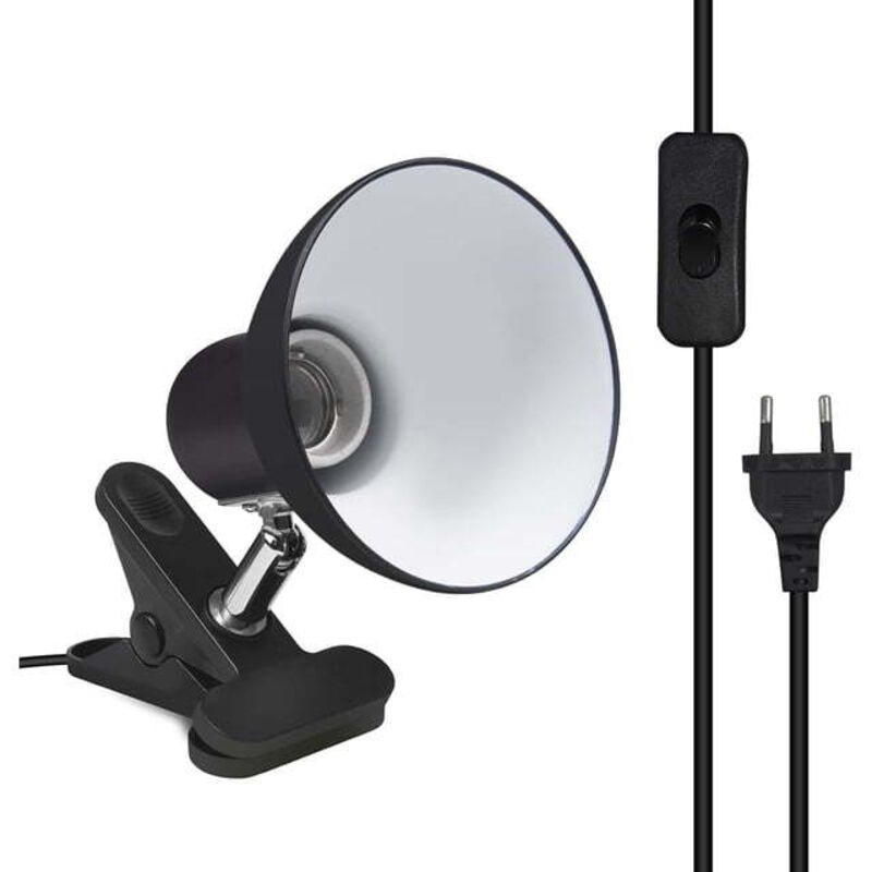 Schreibtischlampe Mit Klemme, E27-fassung, Europäischer Stecker Und Integriertem Schalter, Drehbarer Arm (270°), Einstellbarer Halter Für Edison-glühbirne (schwarz, Ohne Birne)