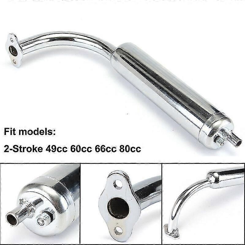 Verchromter Auspuffschalldämpfer Für Motorfahrräder, 2-takt, 49 Cm³ / 60 Cm³ / 66 Cm³ / 80 Cm³, Kompatibel Mit 2-takt-motorfahrrädern
