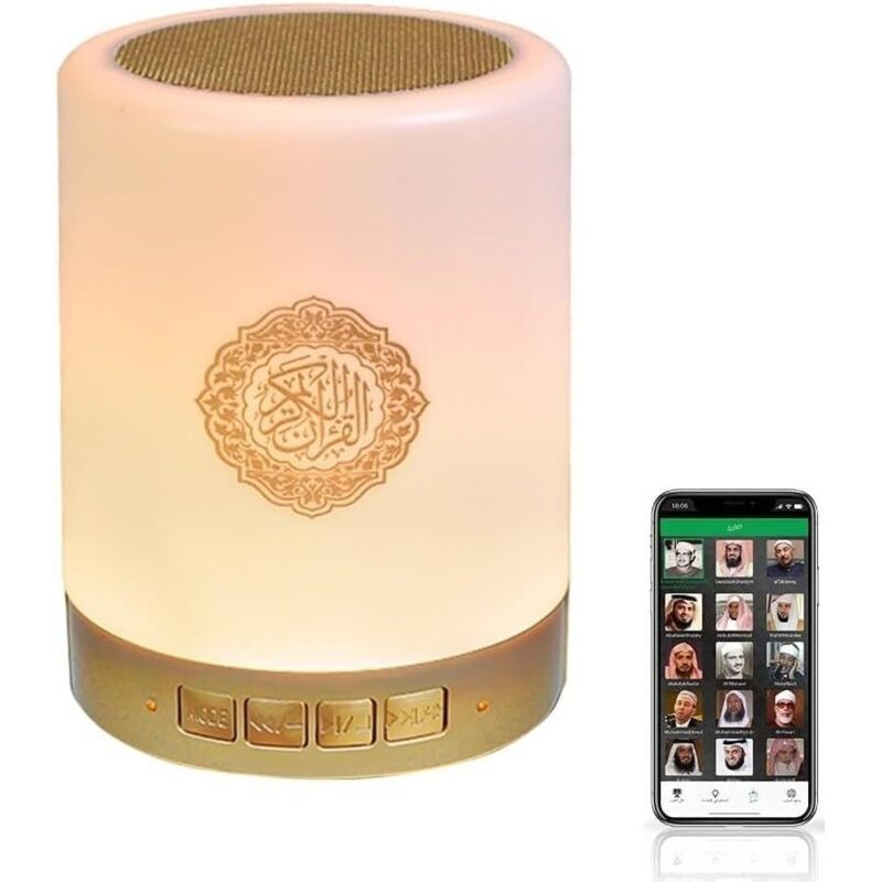 Berührungslicht Mit Integrierten Koranischen Rezitationen – Tragbarer Bluetooth-lautsprecher Für Koran-audio – Steuerung Per Smartphone-app – Ideal Für Gebet Und Meditation