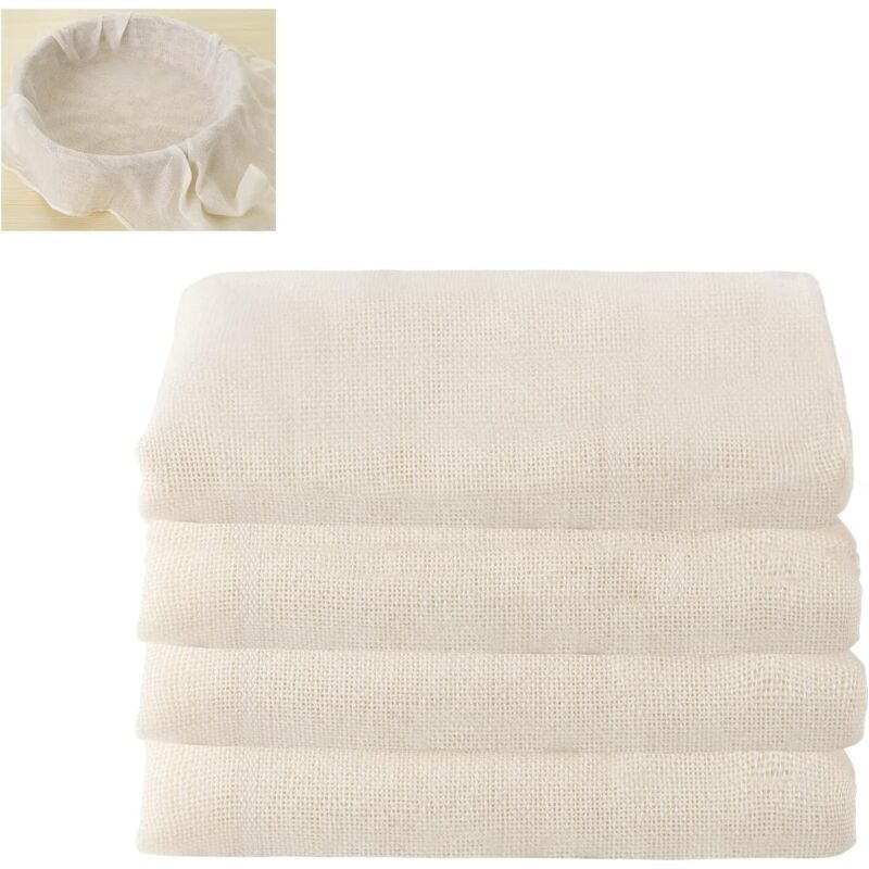 Natürlicher Baumwoll-musselin In Lebensmittelqualität, 50 X 50 Cm – Feiner, Waschbarer Musselin Zum Filtern Von Saft, Käse, Tee Und Gewürzen – 4er-pack – Ulisem