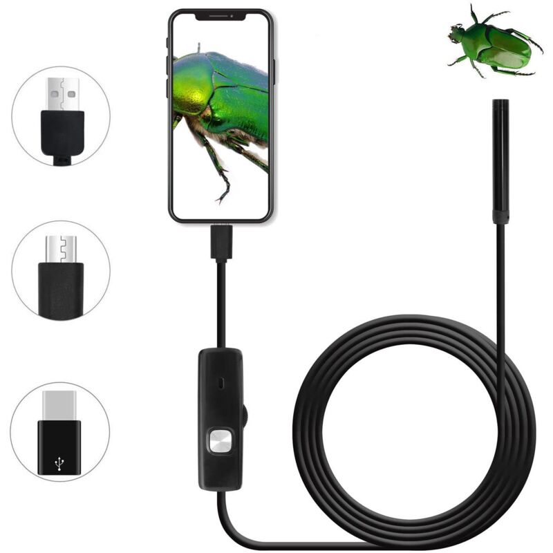Wasserdichtes 2-mp-hd-usb-endoskop Mit 2 M Langem, Starrem Kabel Für Präzise Untersuchungen, Kompatibel Mit Android-smartphones, 2-in-1-version – Ulisem