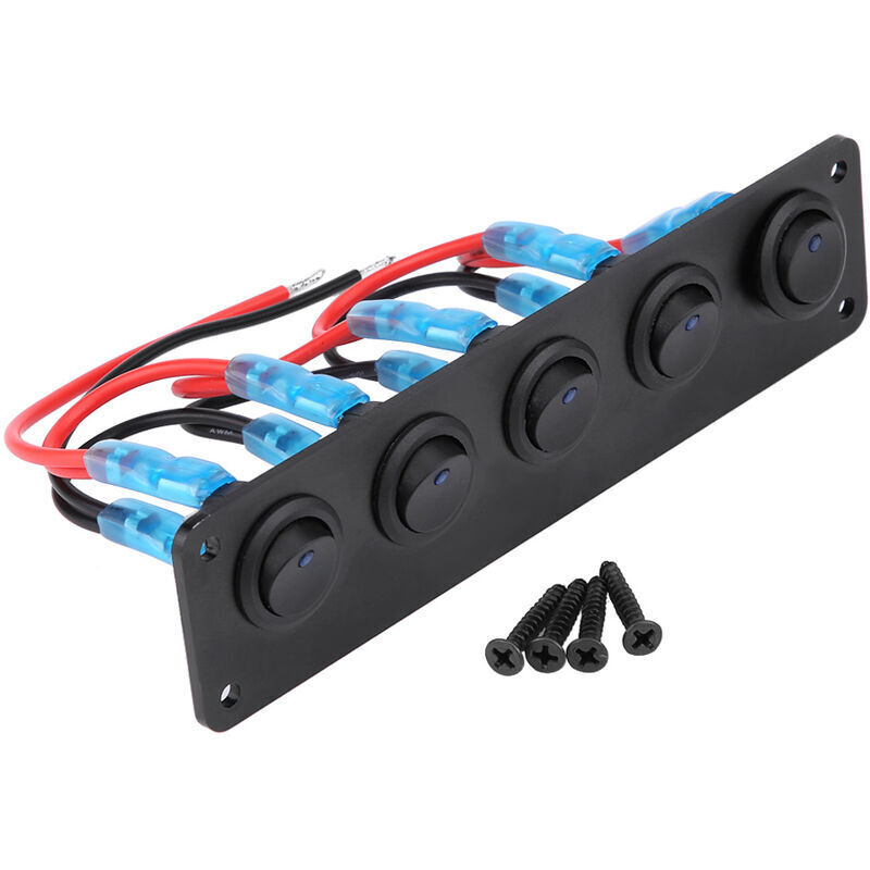 5-wege-wippschalter-bedienfeld Mit Blauer Led-beleuchtung, 12–24 V, Aluminium-/abs-gehäuse Für Wohnmobile Und Boote – Ulisem