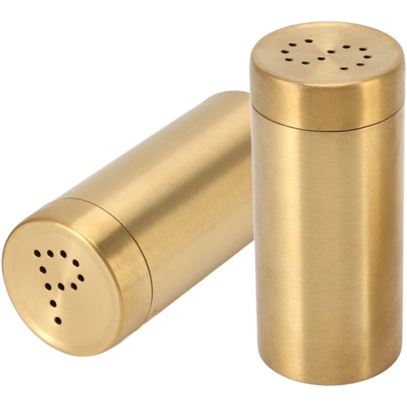 Vergoldete Gewürzgläser Aus Edelstahl, 2er-set, Schraubdeckel, Rostbeständig, Ideal Für Salz, Zucker Und Pfeffer – Ulisem