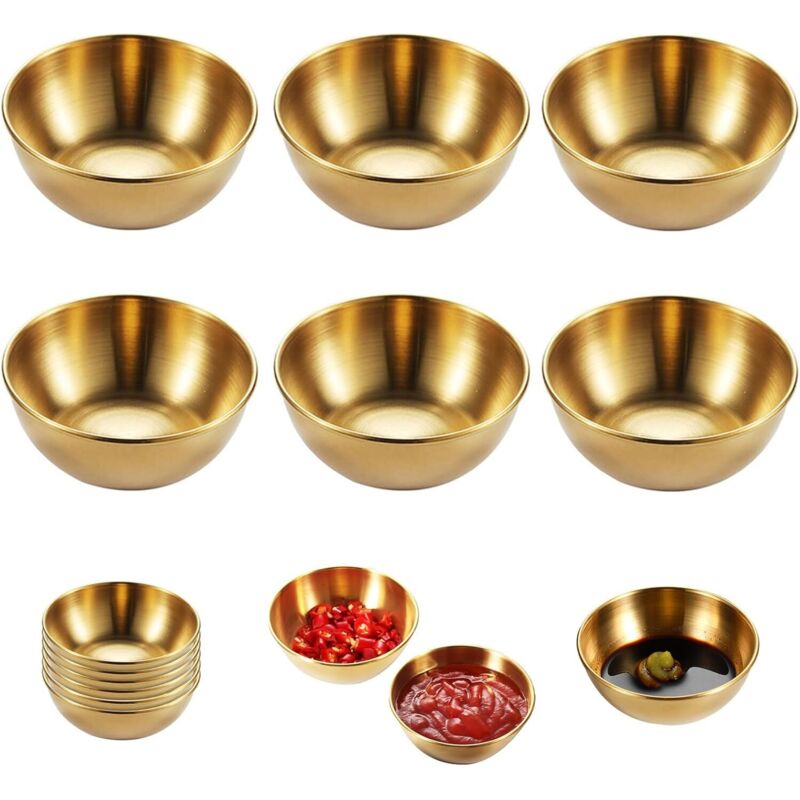 6 Mini-schälchen Aus Goldfarbenem Edelstahl – Set Mit 6 Runden Schälchen, Ideal Für Dips, Sushi, Obst Und Desserts – Ulisem
