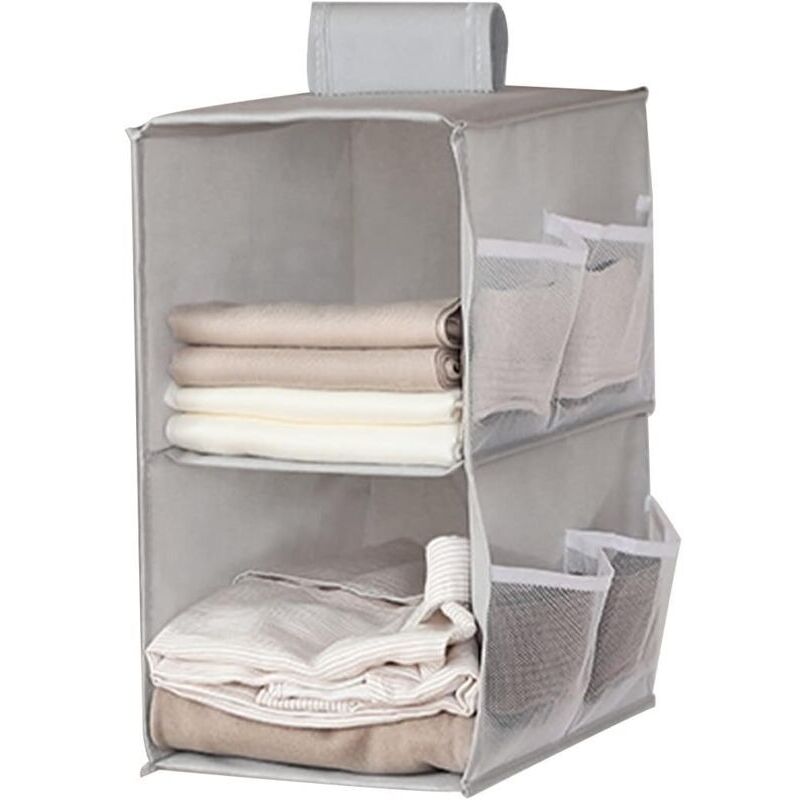Faltbares Hängeregal Aus Oxford-gewebe – Kleiderschrank-organizer Mit 2 Fächern Und 6 Taschen, Ideal Für Schlafzimmer, Badezimmer Oder Flur – Ulisem