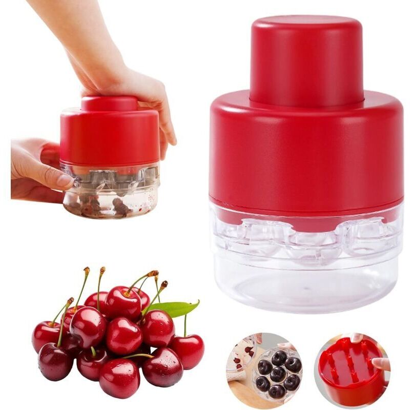 7-in-1 Hand-kirschenentsteiner, Rot – Einfaches Entsteinen Von Gebäck Und Snacks, Robuster Kunststoff – Ulisem