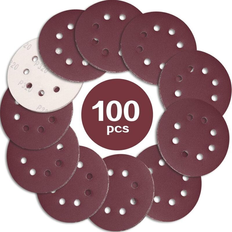 125-mm-schleifscheiben, Körnung 320 – 100 Stück, 8-loch-perforation Für Glatte Oberflächen Auf Holz, Metall Und Lack – Ulisem