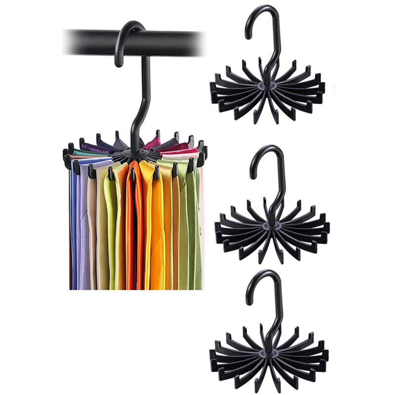 360° Drehbare Kleiderbügel, 3er-set Für Accessoires – Schwarz, Strapazierfähiger Kunststoff, Platzsparend Im Kleiderschrank – Ulisem