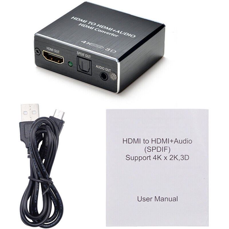 4k Hdmi-zu-hdmi-audio-extraktor Mit Optischem Spdif-ausgang Und 3,5-mm-klinkenanschluss – Ideal Für Fernseher, Projektoren Und Verstärker – Ulisem