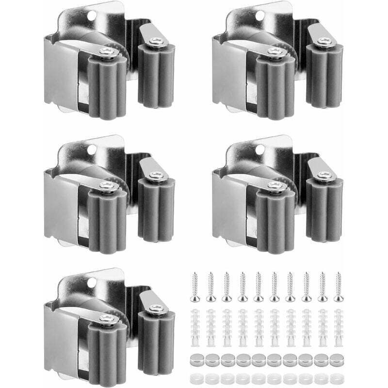 5-in-1 Wand-organizer Aus Edelstahl, Silberfarben – Multifunktionale Aufbewahrung Für Besen Und Werkzeuge – Bad, Küche, Garage, Büro – Ulisem