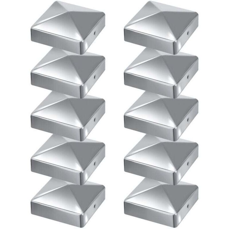 Pyramidenförmige Pfostenkappen Aus Verzinktem Stahl, 10 Stück, 100 X 100 Mm, Silberfarben - Ulisem