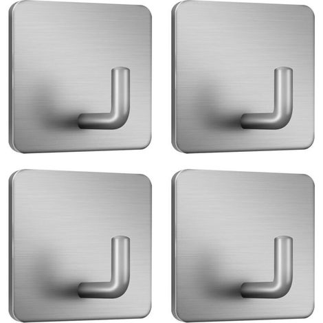 Selbstklebende Wandhaken Aus Edelstahl, 4er-set, Silber, Kein Bohren Erforderlich, Langlebig Und Unauffällig Für Handtücher, Kleider Und Mäntel