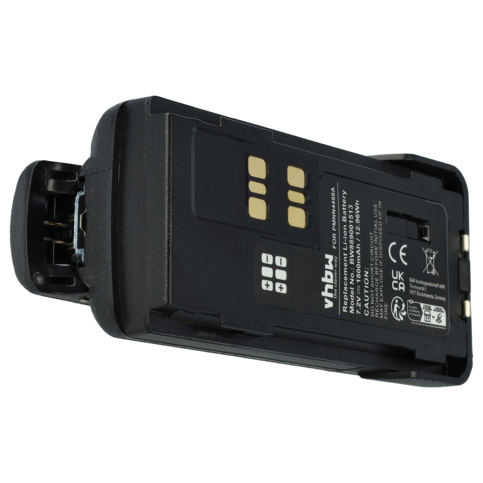 Vhbw Akku Ersatz Für Motorola Pmnn4491ar Für Funkgerät Walkie Talkie (1800 Mah, 7,4 V, Li-ion) + Gürtelclip