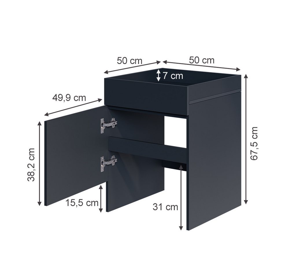 Saugroboterschrank Dustin, Anthrazit, 50 X 67.5 Cm Mit 1 Tür, Vicco Bild 4