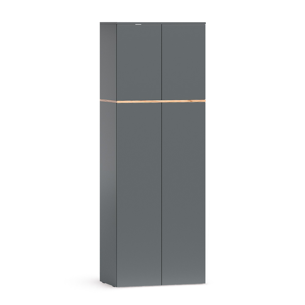 Mehrzweckschrank Viktor, Anthrazit/goldkraft Eiche, 68 X 188.6 Cm Mit 8 Geschlossenen Fächern, Vicco