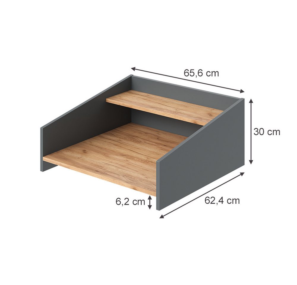 Aufsatzregal Viktor, Goldkraft Eiche/anthrazit, 65.6 X 30 Cm, Vicco Bild 5