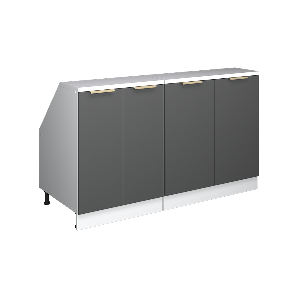 Küchenschrank Für Dachschrägen R-line, Anthrazit-gold, 140 Cm 2er Set Schrankkorpuss 60 Cm Tiefe, Vicco