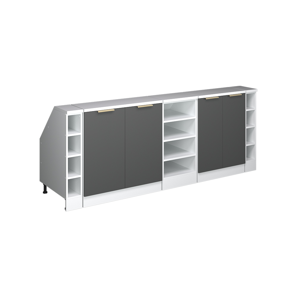 Küchenschrank Für Dachschrägen R-line, Anthrazit-gold, 210 Cm 5er Set Schrankkorpuss 60 Cm Tiefe, Vicco