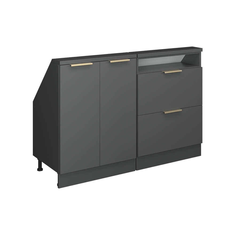 Küchenschrank Für Dachschrägen R-line, Anthrazit-gold, 120 Cm 2er Set, Vicco