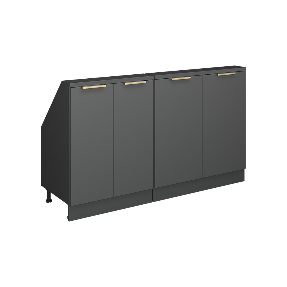Küchenschrank Für Dachschrägen R-line, Anthrazit-gold, 140 Cm 2er Set, Vicco