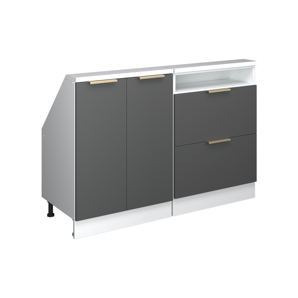 Küchenschrank Für Dachschrägen R-line, Anthrazit-gold/weiß, 120 Cm 2er Set, Vicco