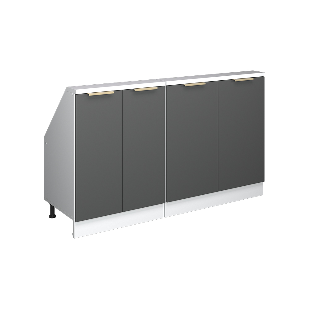 Küchenschrank Für Dachschrägen R-line, Anthrazit-gold/weiß, 140 Cm 2er Set, Vicco