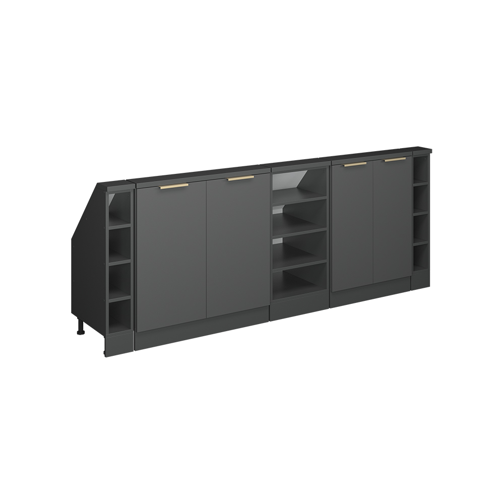 Küchenschrank Für Dachschrägen R-line, Anthrazit-gold, 210 Cm 5er Set, Vicco