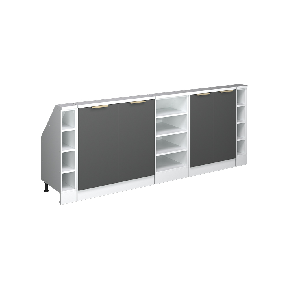 Küchenschrank Für Dachschrägen R-line, Anthrazit-gold/weiß, 210 Cm 5er Set, Vicco