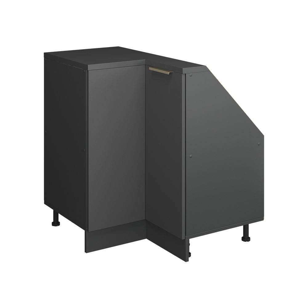 Eck-küchenschrank Für Dachschrägen R-line, Anthrazit-gold, 75.6 Cm Mit 1 Tür, Vicco